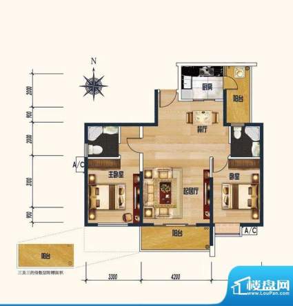 兰亭雅苑A1户型 2室面积:104.13平米