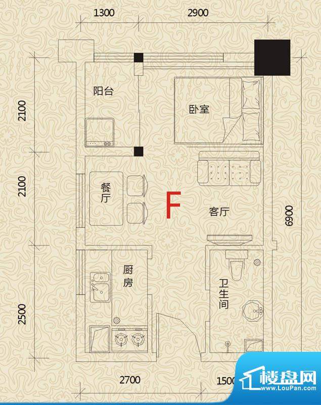 福乐门国际广场1、2面积:38.27平米