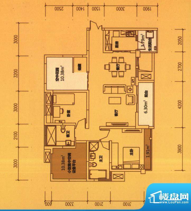 东原长洲C3 2室2厅2面积:110.55平米