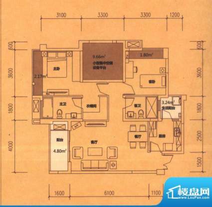 东原长洲C2 2室2厅2面积:92.58平米