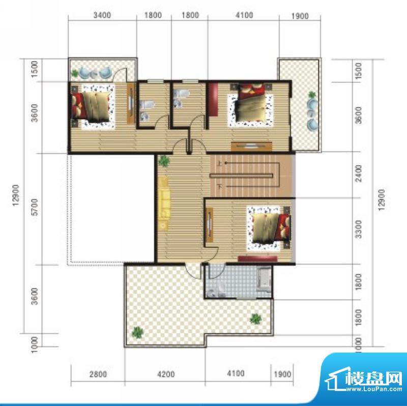 博鳌滨海小镇别墅户面积:350.00平米