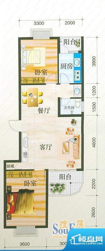 龙腾随园A/D/E 01户面积:99.00平米