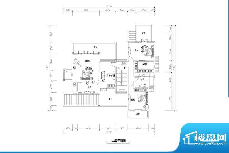 盈滨之恋C型别墅二层面积:166.95平米