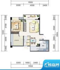 聚鑫公寓H 2室2厅1卫面积:74.00平米