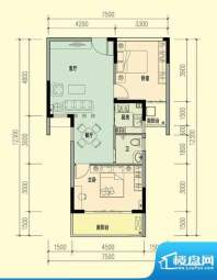 官塘世家B2-1户型 2面积:79.54平米