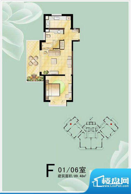 博鳌宝莲城F01户型图面积:89.48平米