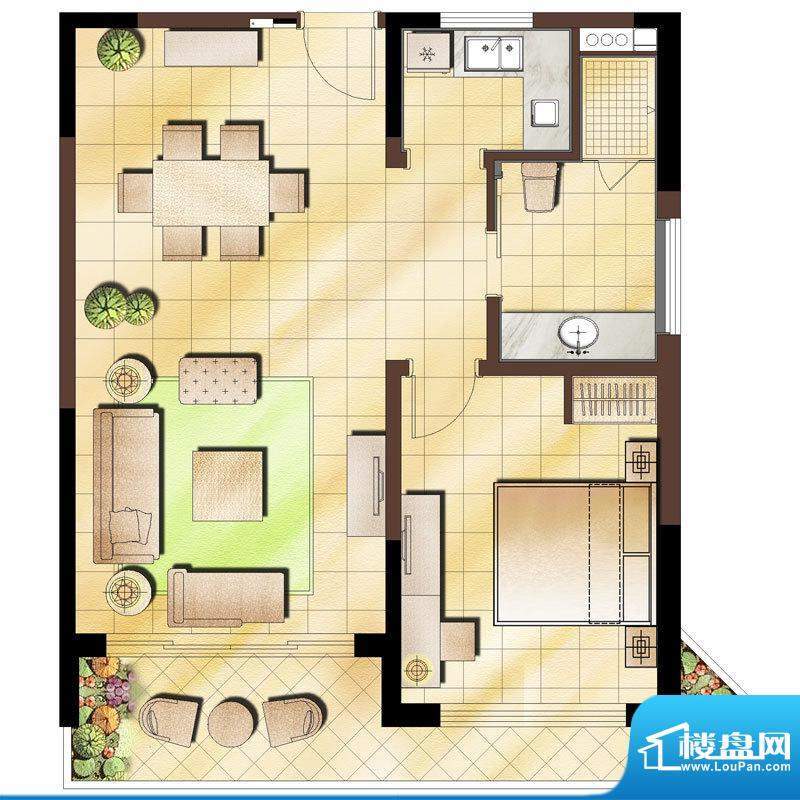 博鳌宝莲城F栋A2户型面积:95.46平米