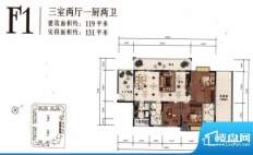 树高卡地亚F1 3室2厅面积:119.00平米