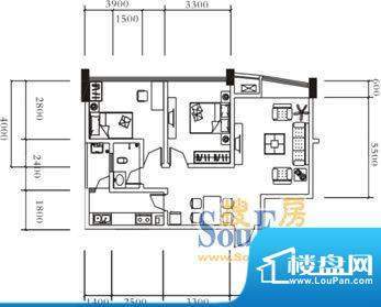 远达美美国际B 2室2面积:85.70平米