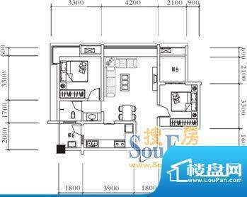 远达美美国际A1 2室面积:76.70平米