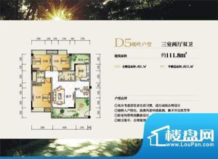 昊星观岭8号D5观岭户面积:111.80平米