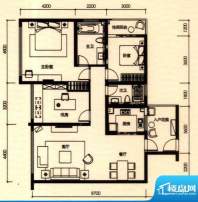 富临桃花岛一期B户型面积:133.00平米