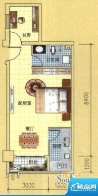 兴发一代天骄D户型 面积:62.67平米