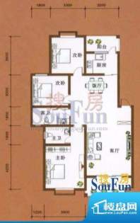滨江半岛E户型 3室2面积:126.67平米