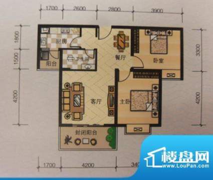 嘉来涪滨印象B2 2室面积:86.20平米