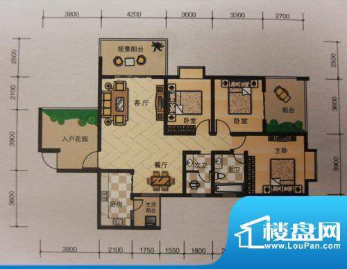 嘉来涪滨印象C2 3室面积:132.00平米