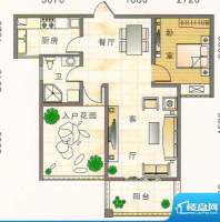 丽水云天E户型 1室2面积:72.20平米