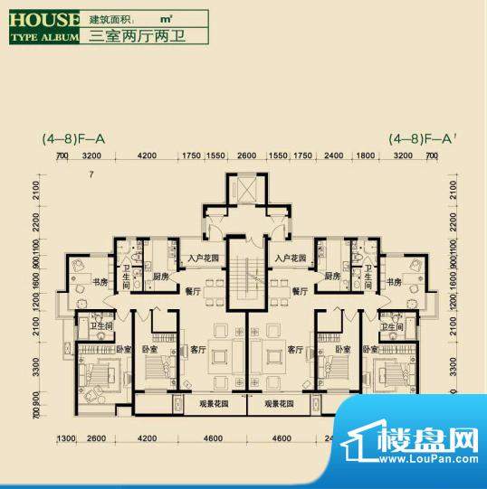 左右城户型图 3室2厅面积:128.00m平米