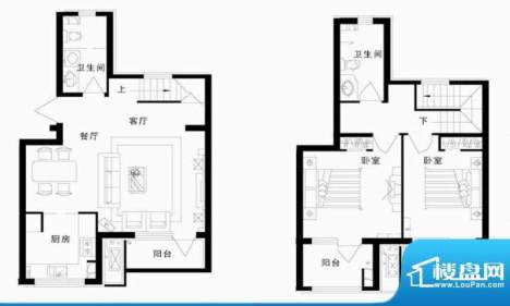 左右城户型图 2室2厅面积:130.00m平米