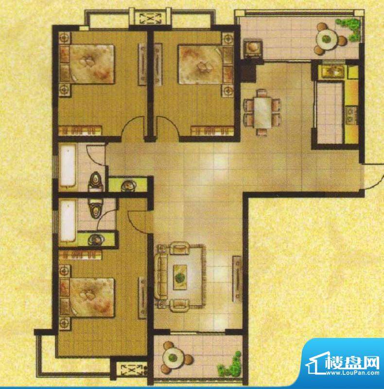 桐城369C4户型 3室2面积:140.00平米