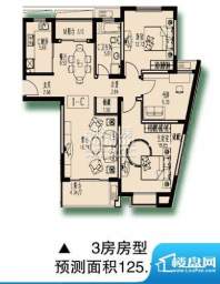 绿洲古猗新苑1-C户型面积:125.10平米