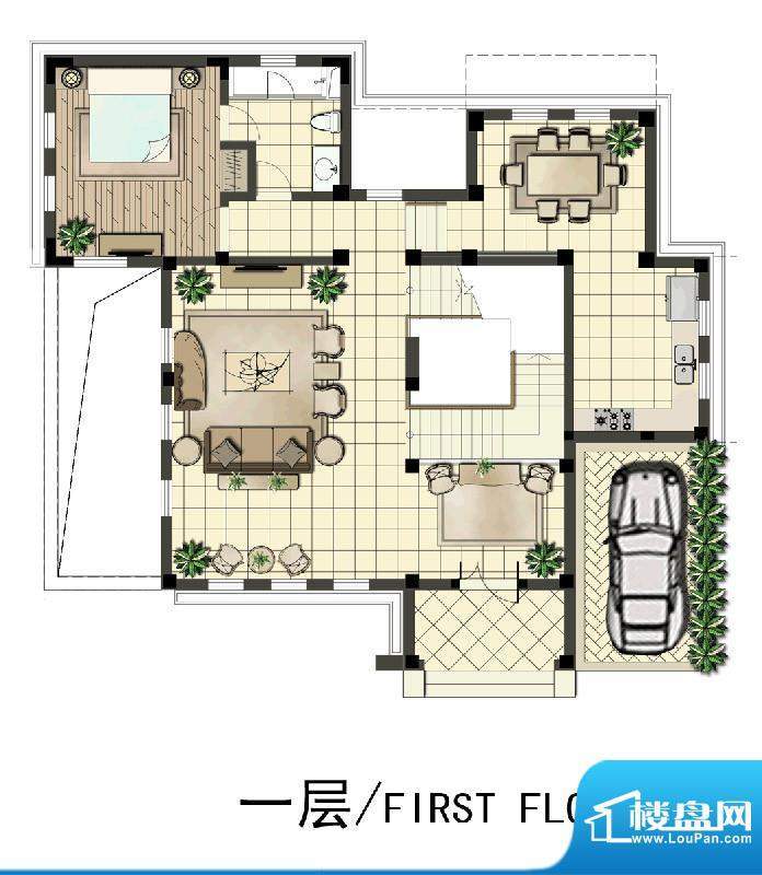 天和湖滨别墅L户型一面积:301.06平米