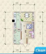 华凤国际E户型 1室1面积:49.73平米