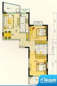 华侨广场F户型 2室2面积:98.68平米