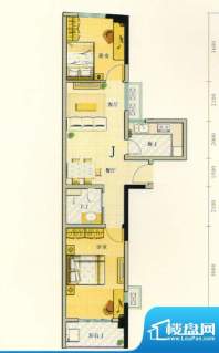 华侨广场J户型 2室2面积:86.82平米