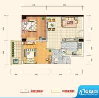 建业领翔4#楼G1户型面积:52.56平米