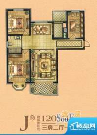 帝景豪庭j 3室2厅1卫面积:120.74m平米