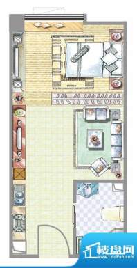 新西茗阁A1户型 1室面积:32.43平米