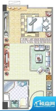 新西茗阁A3户型 1室面积:37.24平米