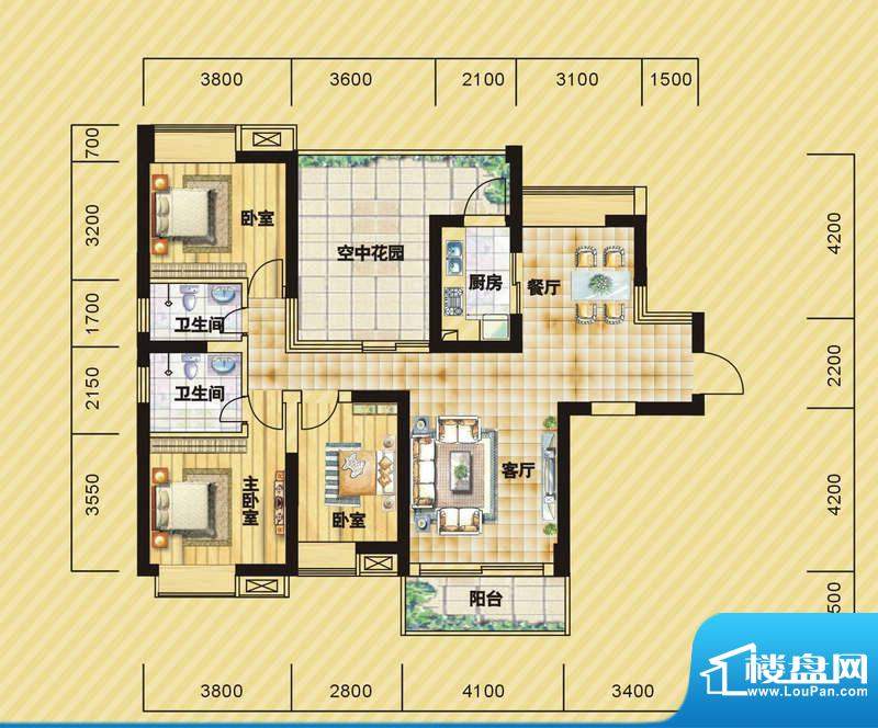 合肥御龙湾3室2厅2卫户型图