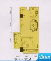 瑞升自由舱B户型 1室面积:73.31平米