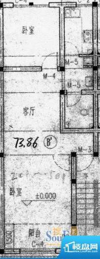 亚威古城天街1号楼B面积:73.86m平米