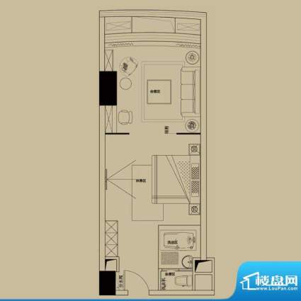 世贸中心C3户型 1室面积:58.00m平米