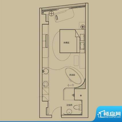 世贸中心C1户型 1室面积:56.00m平米