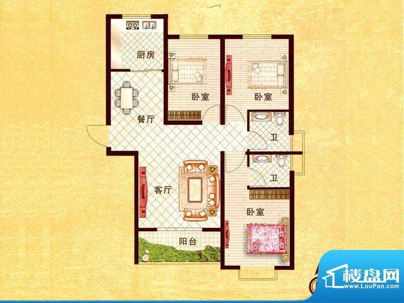 中成九都名郡A1户型面积:131.98m平米