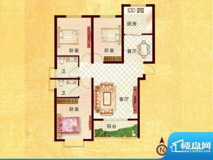 中成九都名郡A3a户型面积:137.21m平米