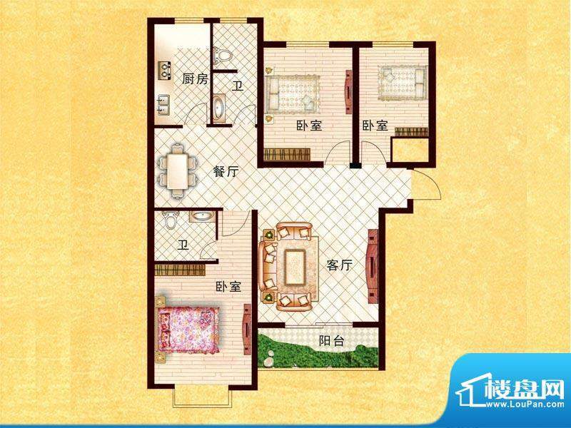 中成九都名郡A5户型面积:134.45m平米