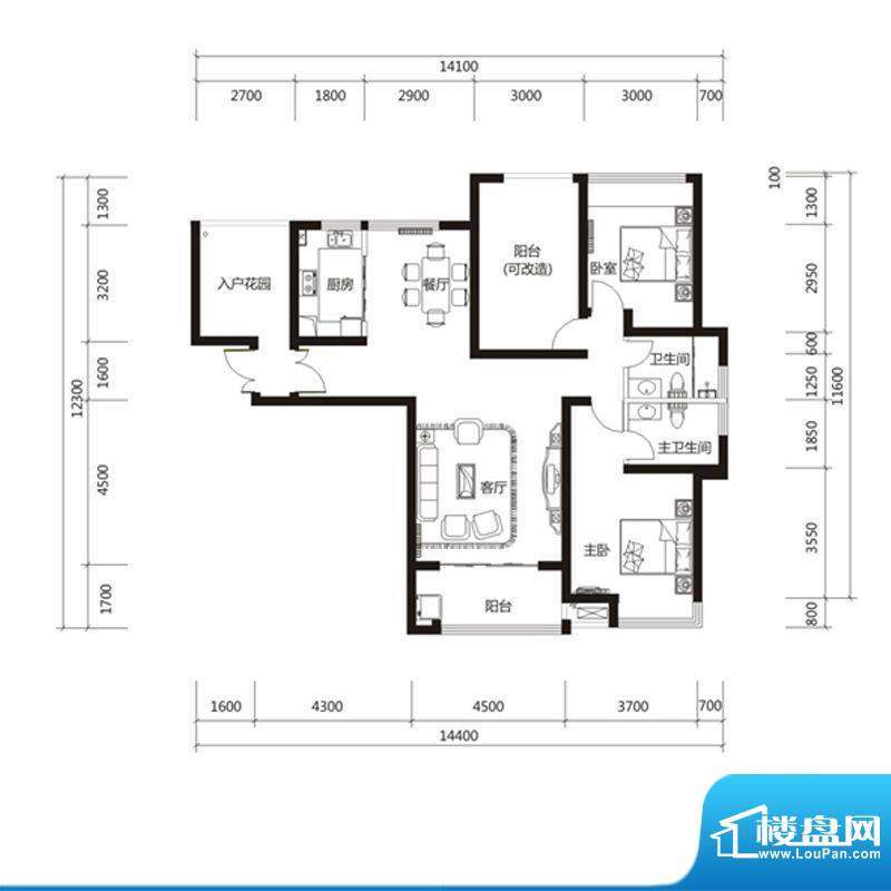 泉舜财富中心6期6户面积:129.00m平米