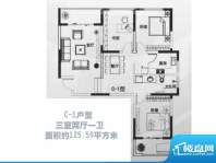 香港城4期C-1户型 3面积:125.59m平米