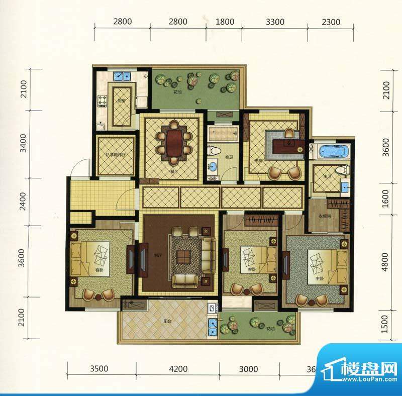 金都夏宫笛园G1-B户面积:142.00m平米