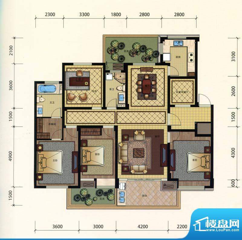 金都夏宫笛园G3-B户面积:140.83m平米