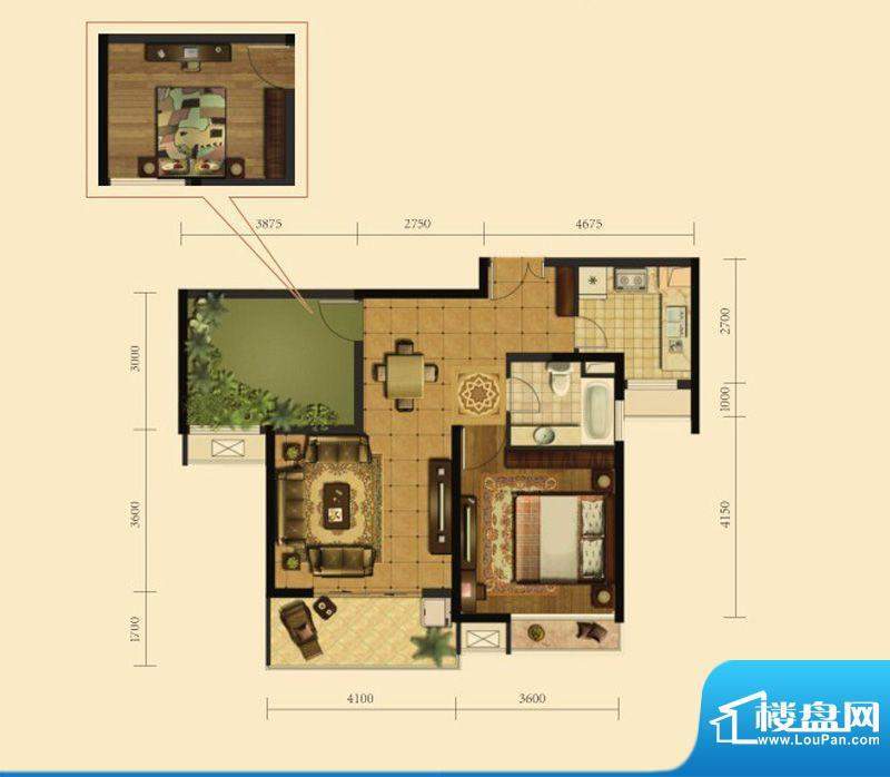 领秀智谷A2户型图 2面积:81.00m平米