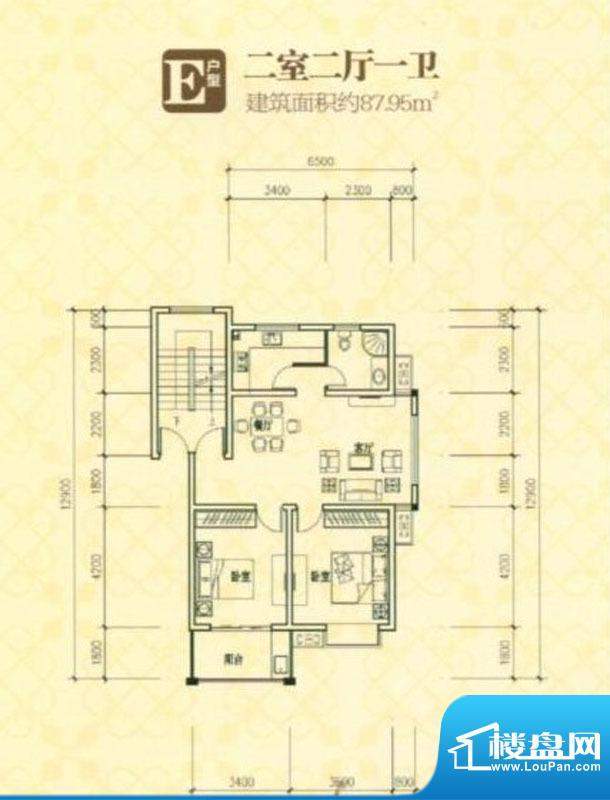 凤凰花苑一期E户型 面积:88.00m平米