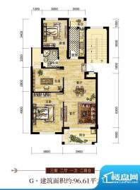 林湖世家G户型 3室2面积:96.61m平米
