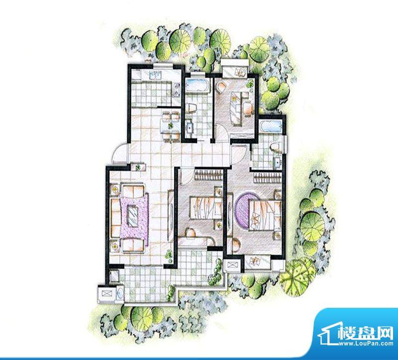 依云小镇wd2户型 3室面积:108.00m平米