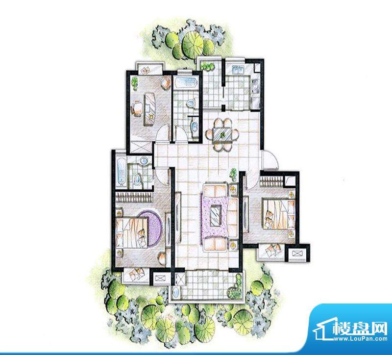 依云小镇WG2户型 3室面积:117.00m平米